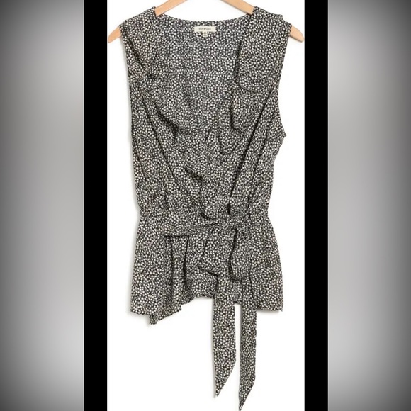 MAX STUDIO Printed Sleeveless Faux Wrap Top - Picture 3 of 6